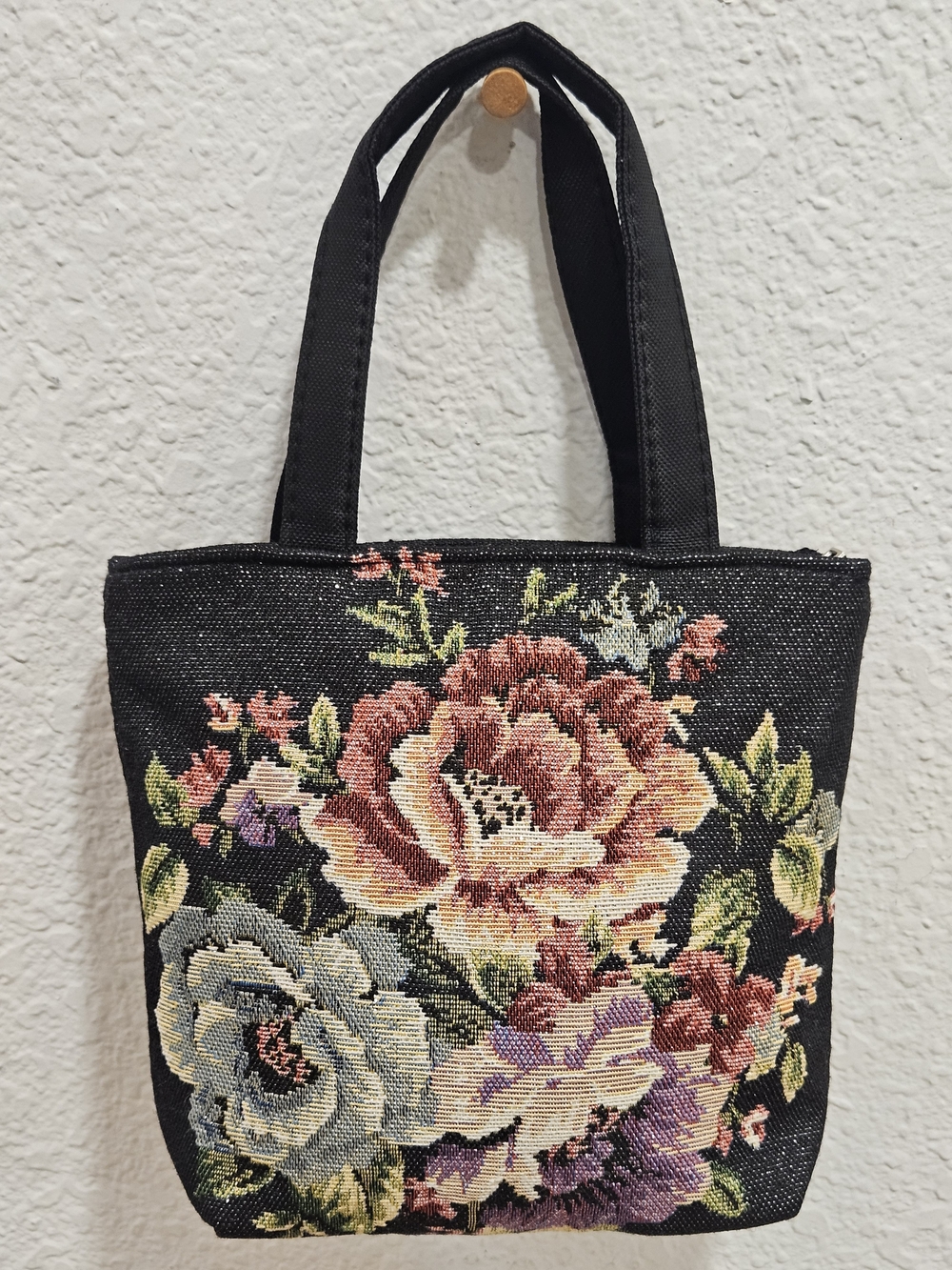 Floral Tote in Black & Pink Like New